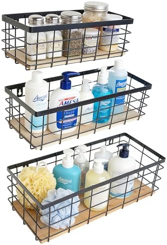 ShabbyDecor Metal Wire Basket for Kitchen Cabinets,Pantry,Bathroom,Set of 3 - Image 4