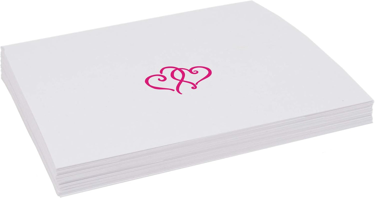 Linked Hearts Place Cards, Fuschia (Choose Color), Set of 25, Pre-cut and Scored - Wedding, Party, Dinner, and Special Events - Made in the USA