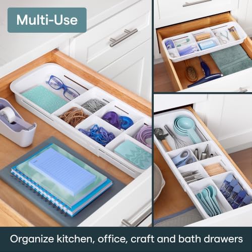 YouCopia DrawerFit Sliding Drawer Tray with Adjustable Dividers, Expandable Kitchen Storage Organizer, Speckled White - Image 6