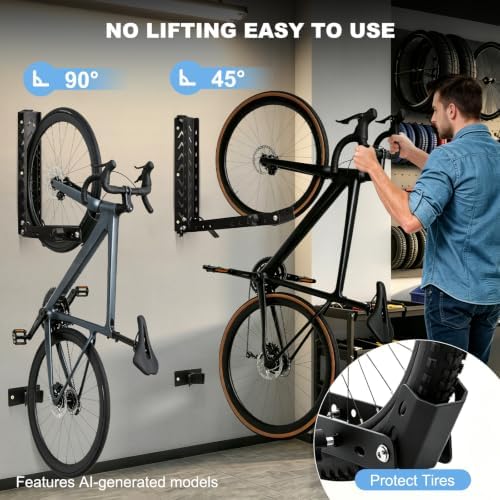 CXRCY Bike Swivel Rack, Wall-Mounted, 90 lb Capacity - Image 5
