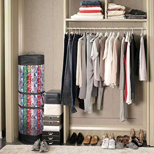 ProPik Wrapping Paper Organizer Storage Bag for All Your Gift Wrap & Ribbons, Fits Long 40 Inch Rolls, Hold Up To 24 Rolls, Heavy Duty Clear PVC Bag with Handles (Black & Clear) - Image 5