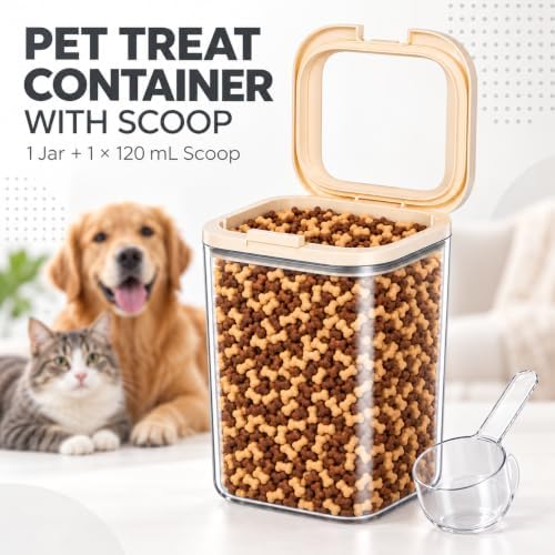 LivLab Mker Pet Treat Container, 5.28QT, One-Handed Open, Clear, Stackable - Image 2