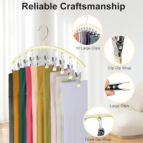 Volnamal Legging Organizer for Closet,4 Pack Metal Yoga Pants Hangers,Ivory - Image 5
