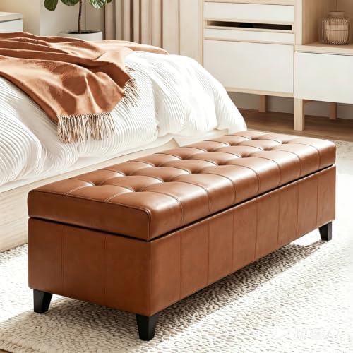 Joveco 51 Inch Storage Bench,Leather Tufted Storage Ottoman with Legs by Joveco