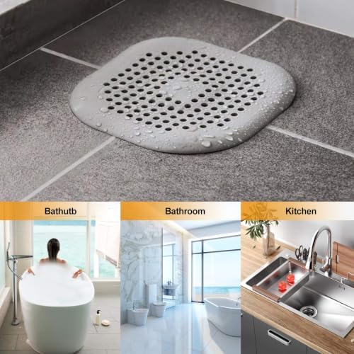 Bovinde Hair Drain Catcher,Square Cover for Shower 2 Pack (Sliver Grey) - Image 6