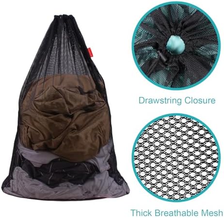 2 Pack Mesh Laundry Bags 24 x 36 Inches Drawstring Bag Black - Image 4