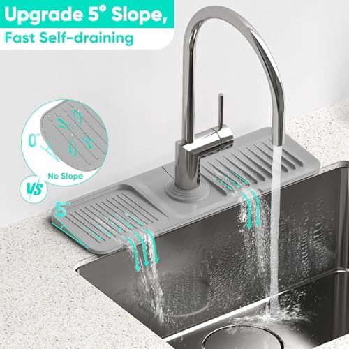 17.7'' Faucet Mat for Kitchen Sink Splash Guard Drain Mat Behind Faucet - Image 2