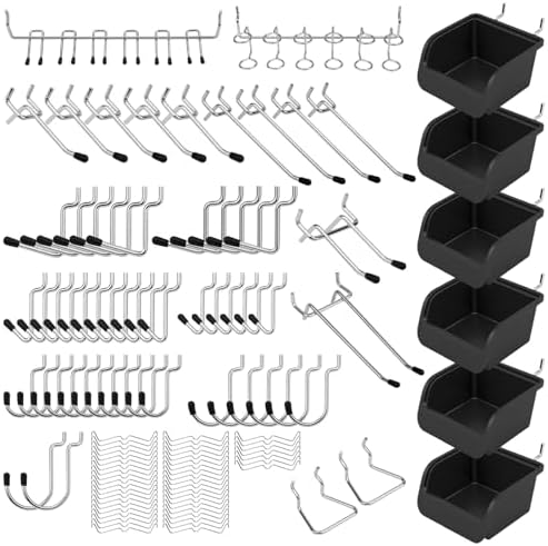 Ultimate 121-Piece Pegboard Hooks Set, Pegboard Accessories with Metal Hooks, Durable Peg Board Organizer Accessories, Pegboard Bins, Peg Board Tool Utility Hooks by SEDY