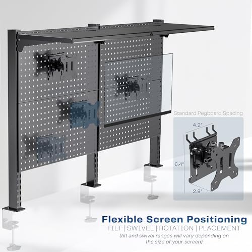 VIVO Black Triple Clamp 47 x 31 in Desk Pegboard System, PP-DK48SB - Image 5
