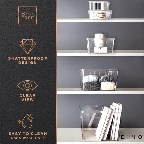 BINO | Plastic Storage Bins, X-Small - 15 Pack | THE LUCID COLLECTION | Multi-Use Built-In Handles BPA-Free Clear Storage Containers | Fridge Organizer | Pantry & Home Organization - Image 7