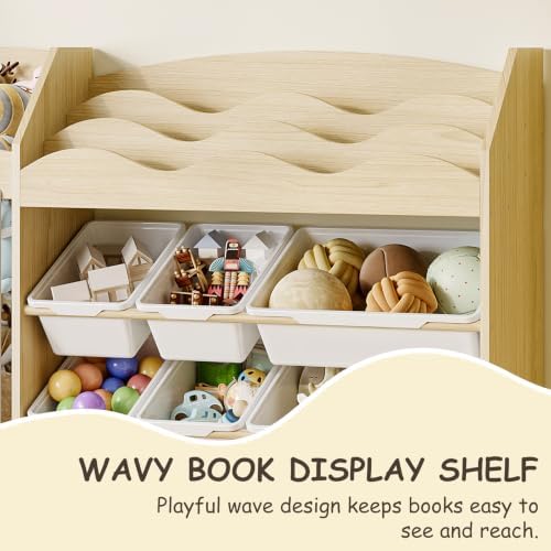 EXPERLAM Toy Storage Organizer, Scalloped Bookshelf, Plush Holder, 9 Bins - Image 4
