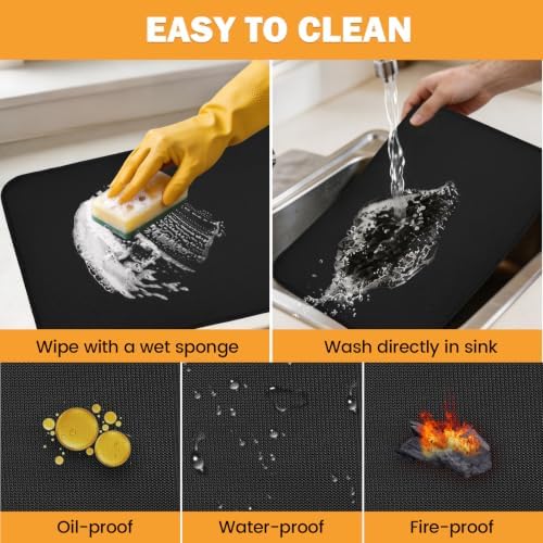 TOHONFOO Heat Resistant Mats for Countertop & Air Fryer, 24x21 in, Black - Image 4