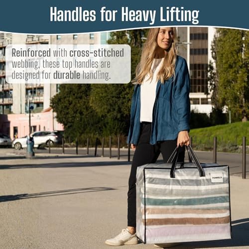 VENO Heavy Duty Moving Bags, Storage Bags, 22 Gallon, Clear, 4 Pack - Image 5