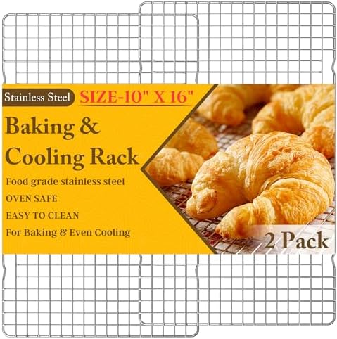 2 PCS Cooling Racks for Cooking and Baking, 10" x 16", Silver by QukakaHomeCare
