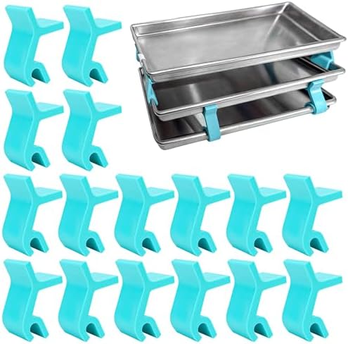 16 PCS Large Cookie Sheet Stackers, Stackable Baking Sheet Holders Reusable Stacking Clips Dividers for Cake Pan, Cooling Rack, Meal Prep, Freeze Dryer Trays Space-Saving Suitable for Home Kitchen by Unknown