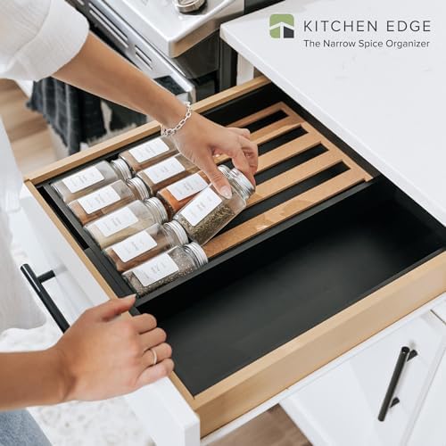 KitchenEdge Expandable Spice Drawer Organizer, Black Bamboo - Image 2