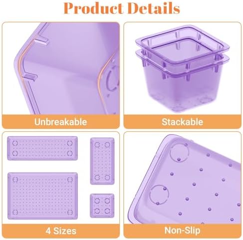 SpaceHacks 15 PCS Plastic Drawer Organizer Set, Drawer Storage Trays - Image 4