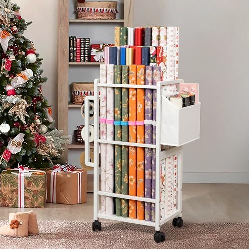 Aquzee Wrapping Paper Storage, Gift Wrapping Paper Organizer Storage, White - Image 3