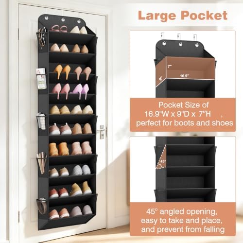 LANTEFUL Over the Door Shoe Organizer, Hanging Shoe Rack for Closet, Black - Image 4