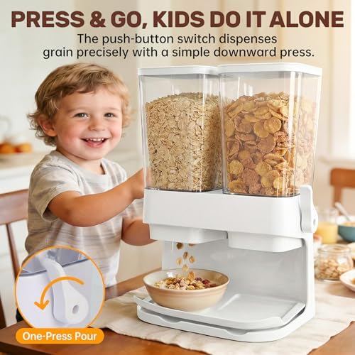 Cereal Dispenser Countertop 2 Pack 3L, 6L Large Dual Control - Image 3