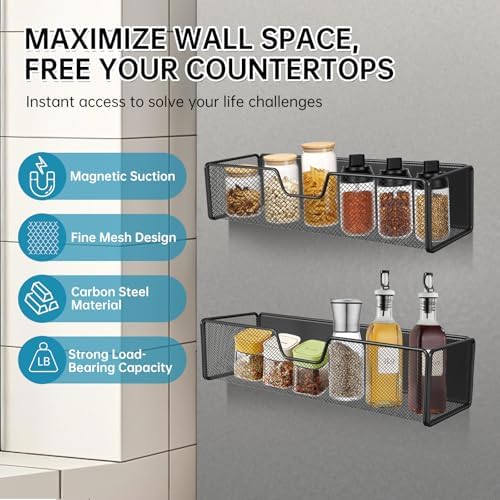 Magnetic Basket Organizer Holder for Fridge Magnetic Shelf Magnetic Storage Bin Box Containers for Refrigerator Whiteboard Classroom Magnetic Organizer - Image 3