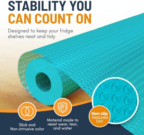 Refrigerator Liners for Shelves by Linda’s Essentials - Easy to Clean Fridge Liner with Spill Protection Fridge Shelf Liners & Drawer Liner, Nonslip BPA-Free Refrigerator Mats (Blue Roll) - Image 3