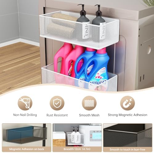 Magnetic Shelf for Washing Machine, White, 10.63"L*4.72"W*3.03"H - Image 3
