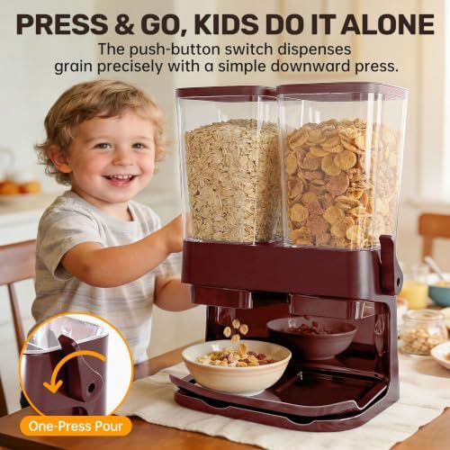 2 Pack Cereal Dispenser Countertop, Double 3L Airtight, Red - Image 3