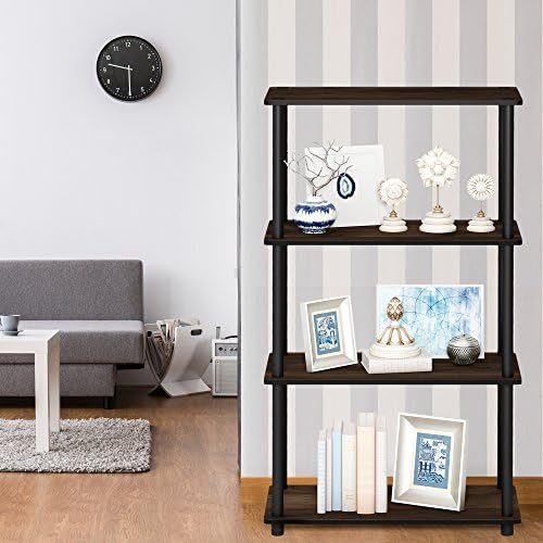 Furinno Turn-N-Tube Toolless 4-Tier Storage Shelves, Columbia Walnut - Image 2