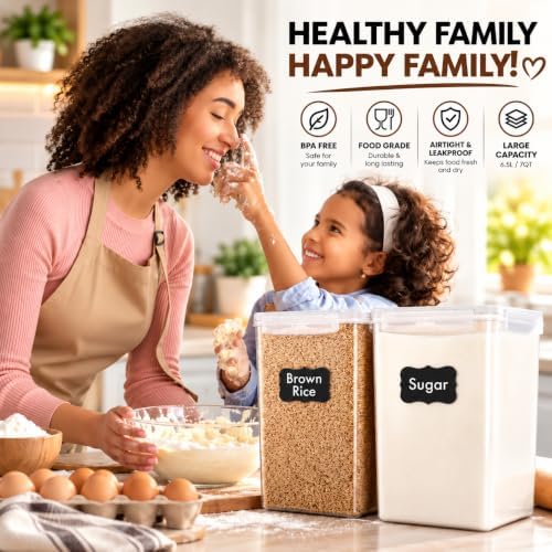 2 PC [7 Qt/ 6.5L/ 220 Oz] Large Flour Storage Containers with Airtight Lids - Image 6