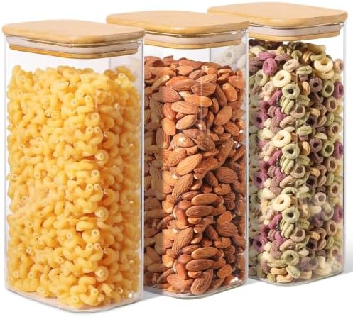 ComSaf Glass Storage Containers with Lids 1.8 Qt, 3 Pack Pantry Organizers by ComSaf