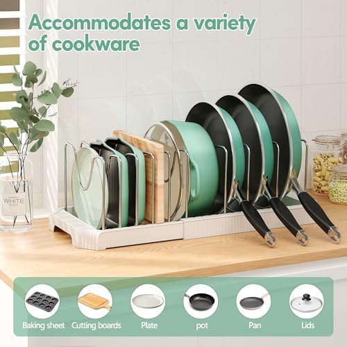 Expandable Pan Organizers Inside Cabinet with 10 Dividers White - Image 4