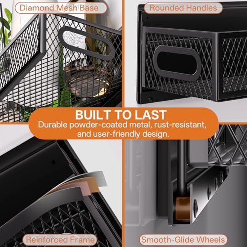 DTUQYX 2-Pack Magnetic Laundry Organizer Slidable, Heavy Duty Strong Magnet Metal Basket for Washer Dryer Laundry Room Kitchen Office, Pull Out Magnetic Shelves for Washer Fridge - Image 3