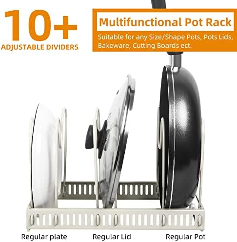 ROOHUA Pot and Pan Lid Organizer Rack for Under Cabinet, 12"-23" Expandable - Image 3