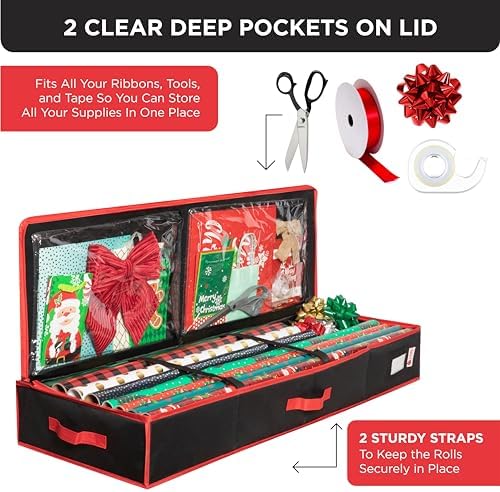HOLDN’ STORAGE Premium Wrapping Paper Storage Container, Black - Image 4