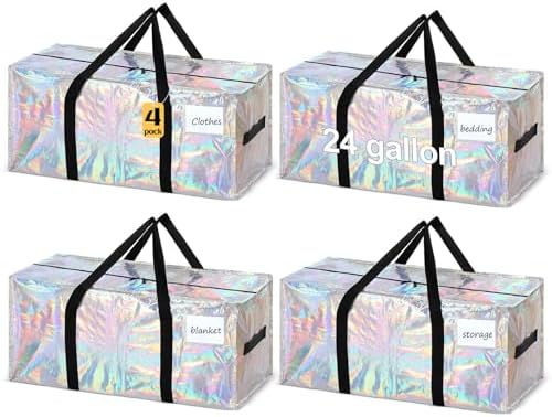 4 Pcs 24 Gallon Extra Large Moving Bags Heavy Duty Storage Bag by Clysee