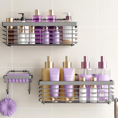 ODesign Shower Caddy Adhesive Stainless Steel Storage Organizers (Grey, 3 Pack) by ODesign
