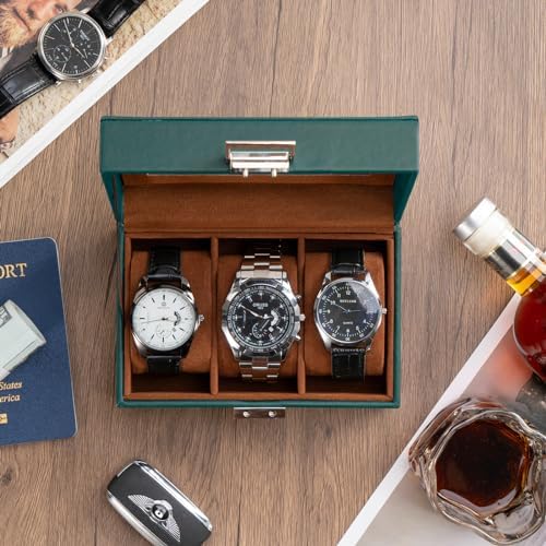 ProCase Watch Box, 3 Slot Mens Watch Display Case, MidnightGreen - Image 2