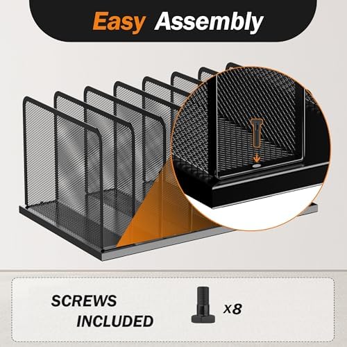 Kuntine.B 7-Section Upright Desk File Organizer Black 2 Pack - Image 6