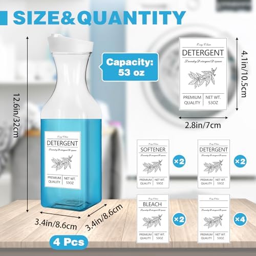 4 Pack Laundry Detergent Dispenser,53oz Liquid Fabric Softener Dispenser - Image 2