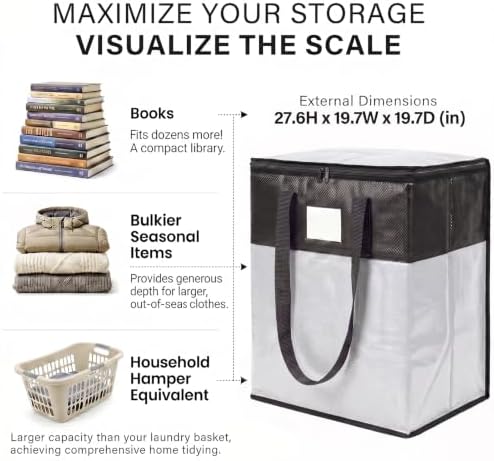 2Pack Extra Large Moving Bags Heavy Duty with Strong Zipper & Comfortable Handles,Sturdy Durable Clothes Storage Bags,Reusable Packing Moving Boxes for College Dorm,Bedding,Space Saving,silver - Image 2