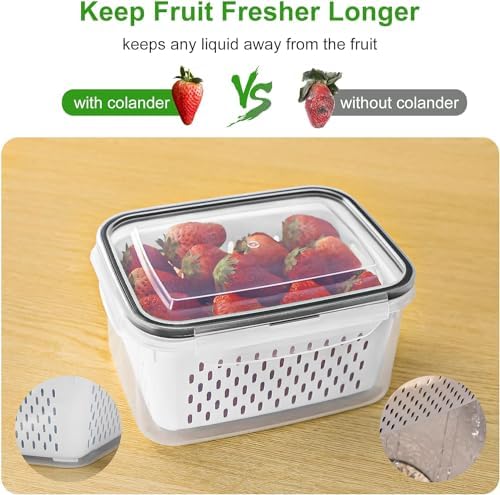 Freshmage Fruit Storage Containers for Fridge with Removable Colander 6 pcs - Image 3