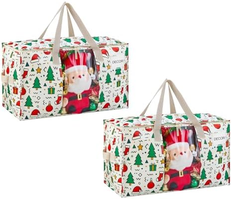 VENO Moving Bags, Christmas Storage Bags, Wide Open Top, Jingle Mix, 2 Pack by Veno