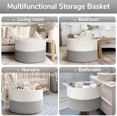 Goodpick Extra Large Woven Blanket Basket Living Room, Toy Bin,115L - Image 6