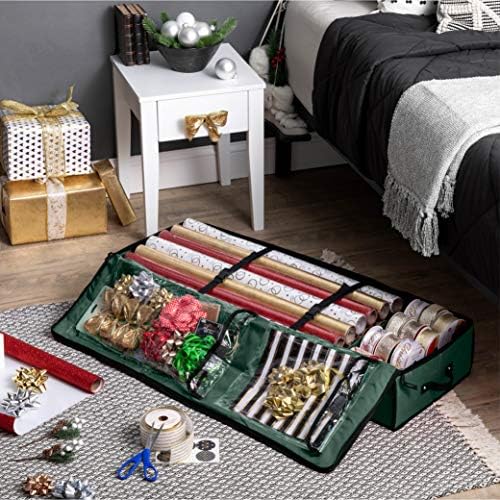 ZOBER Wrapping Paper Storage, Gift Wrapping Organizer Storage, Green/Black - Image 2