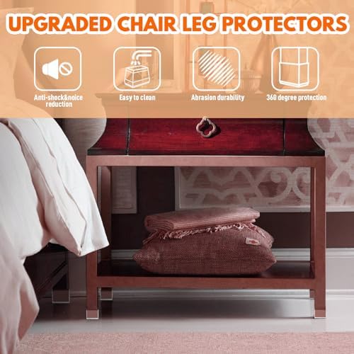 Rectangle Chair Leg Protectors for Hardwood Floors,(Clear,1 x 3”) - Image 5