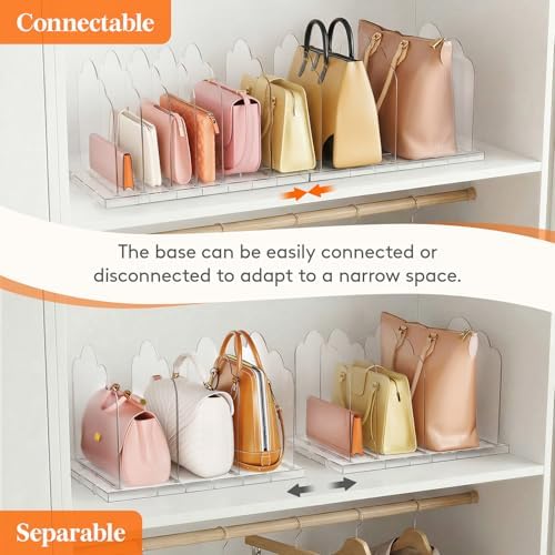 Lifewit Purse Organizer for Closet, 9.7" Tall Clear Handbag Shelf Dividers - Image 6