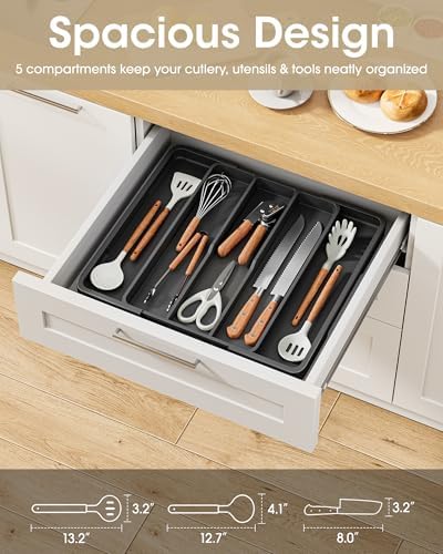Aujen Silverware Drawer Organizer, Adjustable Utensil Cutlery Tray - Image 2