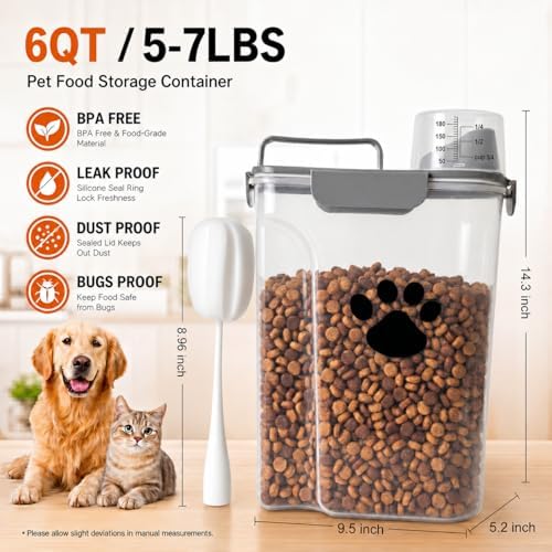5-7Lbs Airtight Dog Cat Food Storage Container with cleaning brush - Image 2