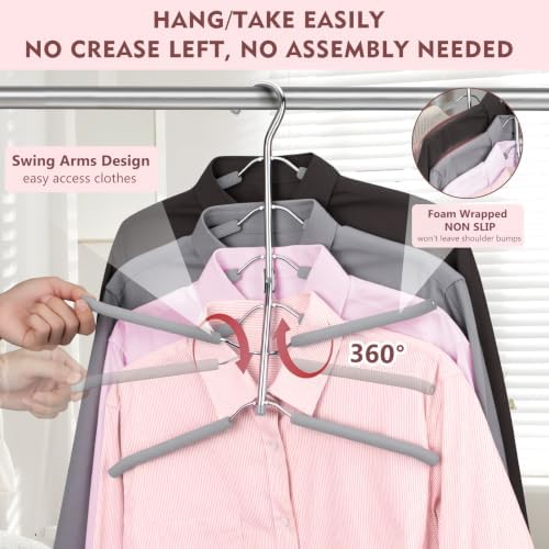 Space Saving Clothes Hangers,6 Tier Non Slip Shirt Hangers Closet Organizer - Image 2